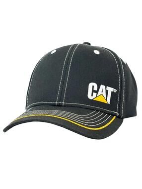 CAT Adjustable Baseball Hat Black/Yellow/White Caterpillar Embroidered Cap